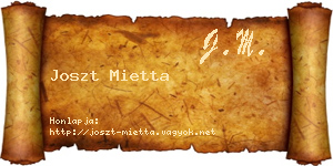 Joszt Mietta névjegykártya